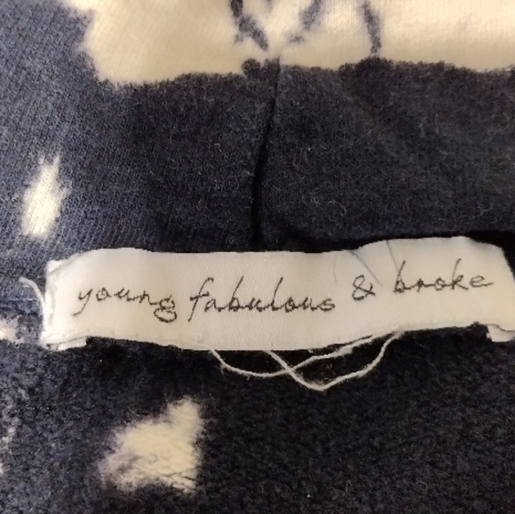 Young Fabulous Broke Safari Tie Dye Hoodie Crop Sweatshirt Women's M/L Blue Boho - Picture 7 of 8